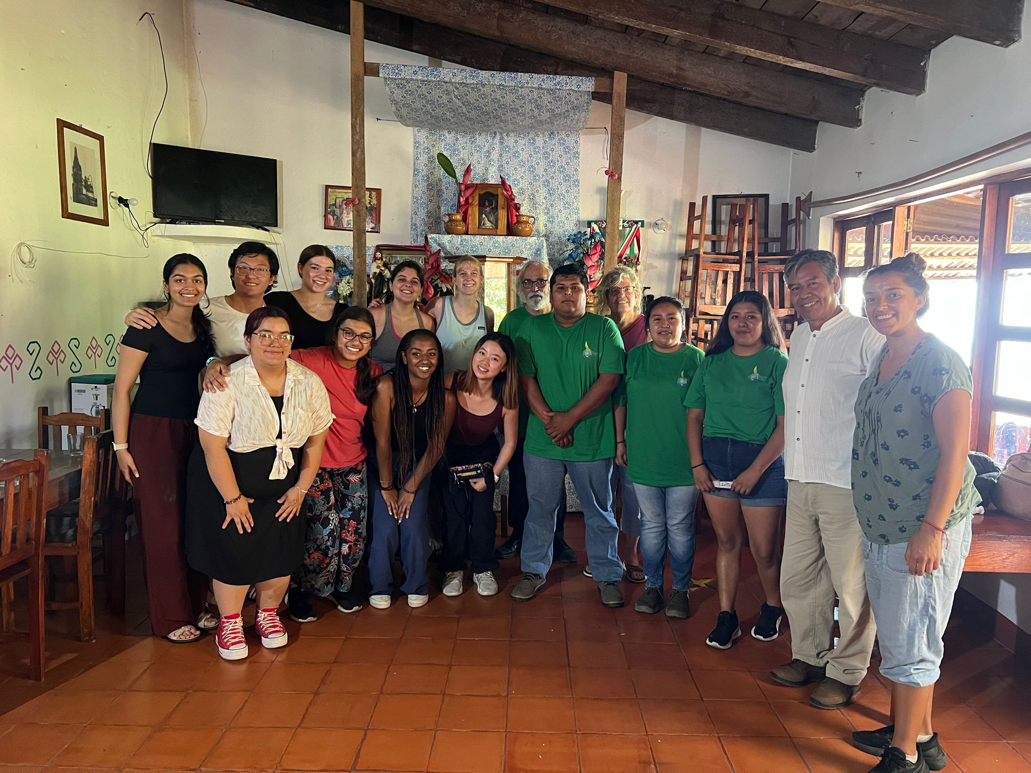 Field study group with community hosts in Cuetzalan, Mexico