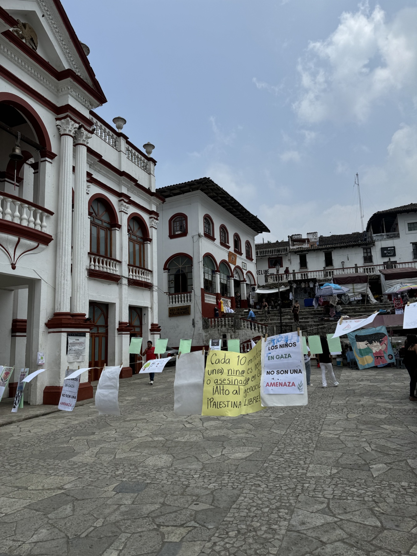 Public signs in a Cuetzalan plaza